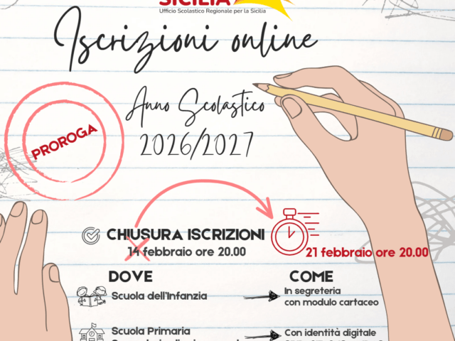 Proroga delle iscrizioni alle scuole dell’infanzia e alle scuole del primo e del secondo ciclo di istruzione per l’anno scolastico 2026/2027